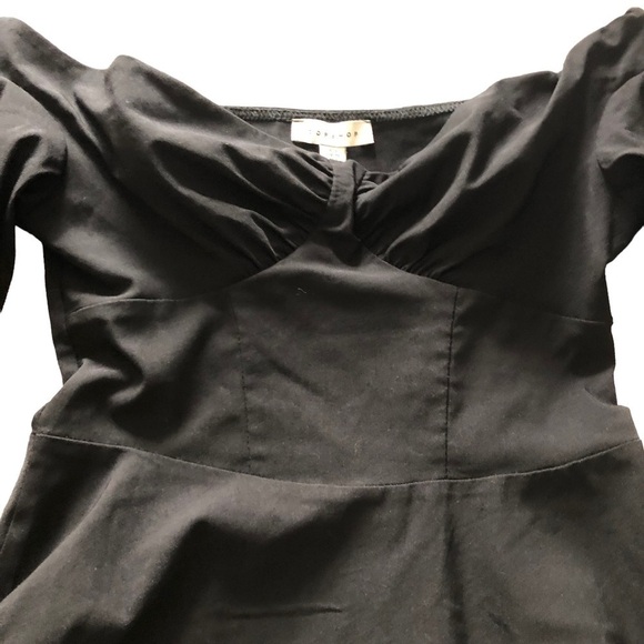 Top Shop Bardot Stretch Off The Shoulder Peplum Blouse Black US 2 - Picture 5 of 8